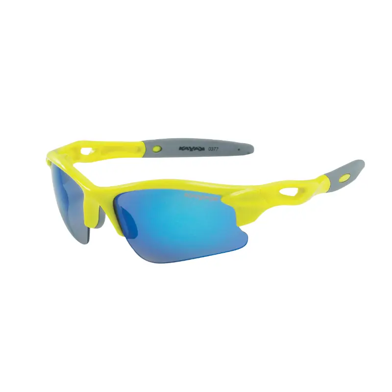 Lunettes vélo enfant GIST Skate monture jaune fluo avec 2 verres interchangeables bleu miroir et orange