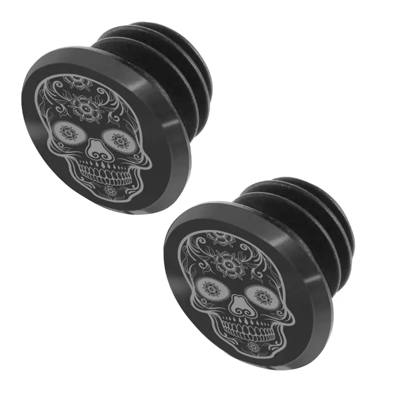 MTB 핸들바 엔드 캡 Switch Skull 블랙-그레이 (2개 세트)