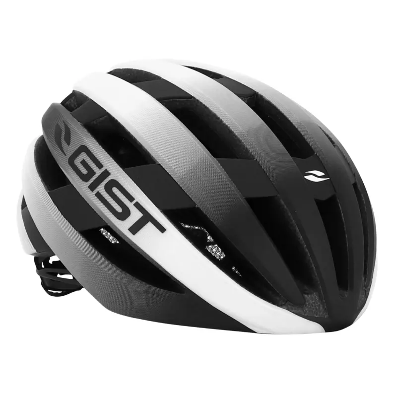 Casque vélo adulte GIST Route Revol blanc-noir femme et junior full in-mold taille 54-58