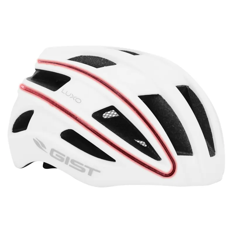 Fahrradhelm Erwachsene GIST Urbain Luxo weiß In-Mold mit USB-Beleuchtung 360° Größe 56-62