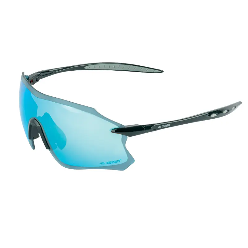 Lunettes vélo adulte GIST Pack monture noir verres solaires miroir bleu protection 100% UV catégorie 3