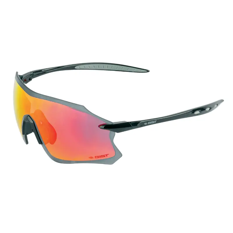 Lunettes vélo adulte GIST Pack monture noire verres solaires miroir rouge protection 100% UV UVA UVB catégorie 3