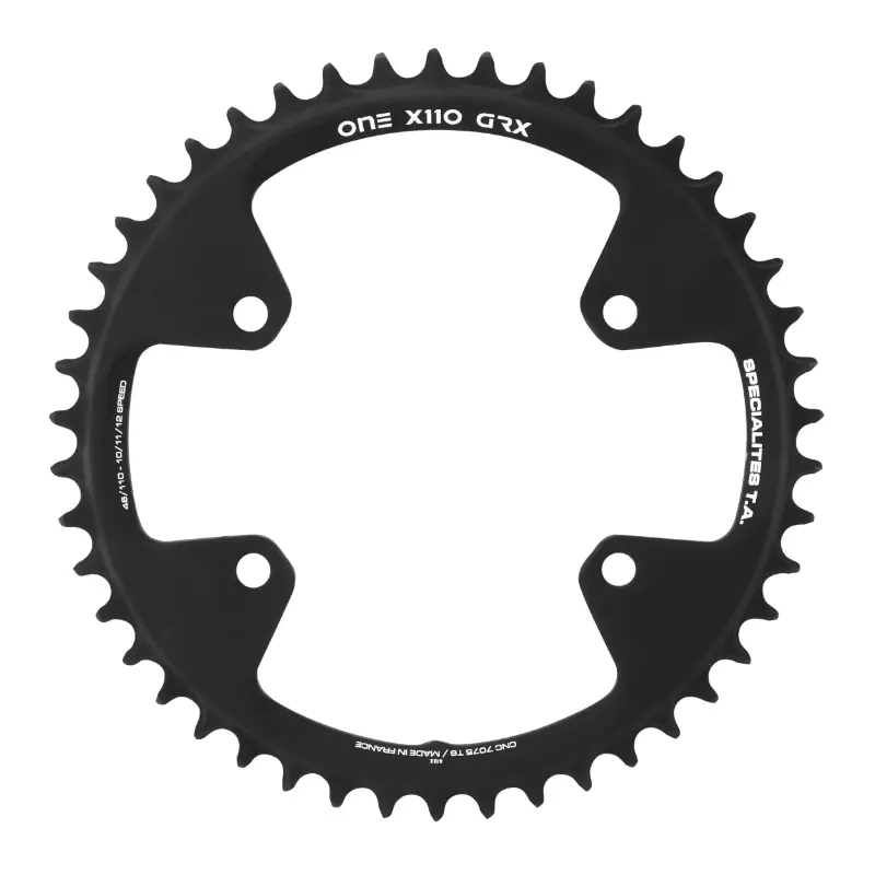Plateau gravel 4BRA diamètre 110 pour Shimano GRX mono ta X110 one 46DTS compatible RX600-RX810 noir 10-11V