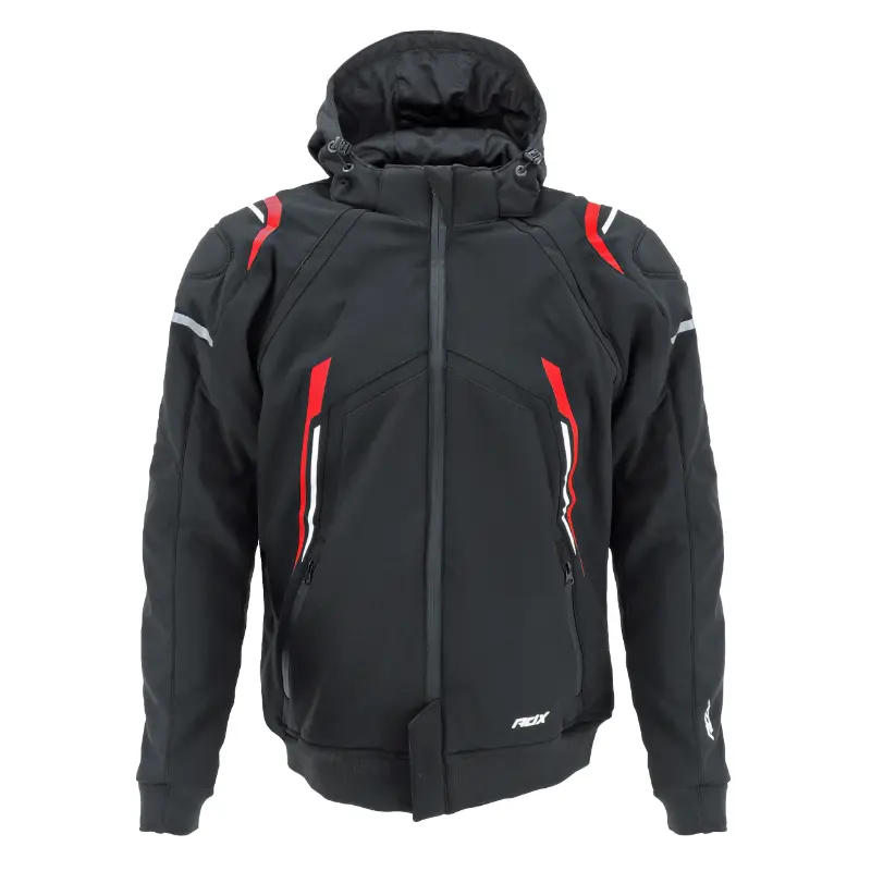 Jacke-Blouson ADX RSX schwarz-rot XS mit abnehmbarer Kapuze und Protektoren