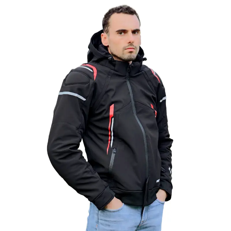 Jacke-Blouson ADX RSX schwarz-rot XS mit abnehmbarer Kapuze und Protektoren — Ansicht 3