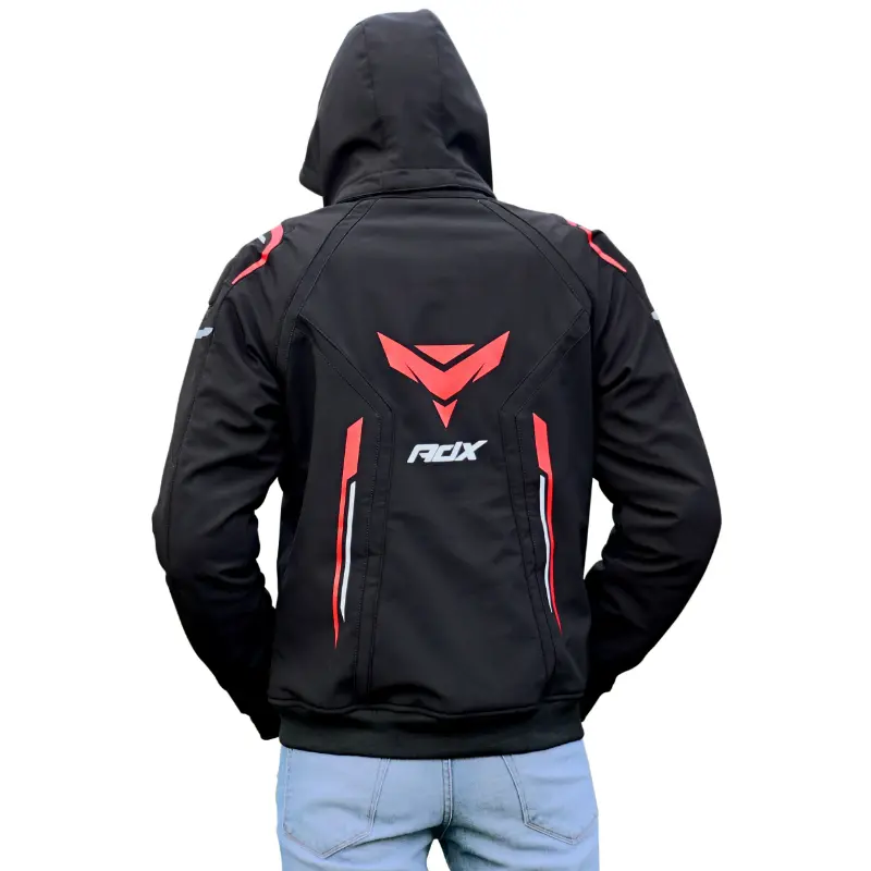 Jacke-Blouson ADX RSX schwarz-rot XS mit abnehmbarer Kapuze und Protektoren — Ansicht 5