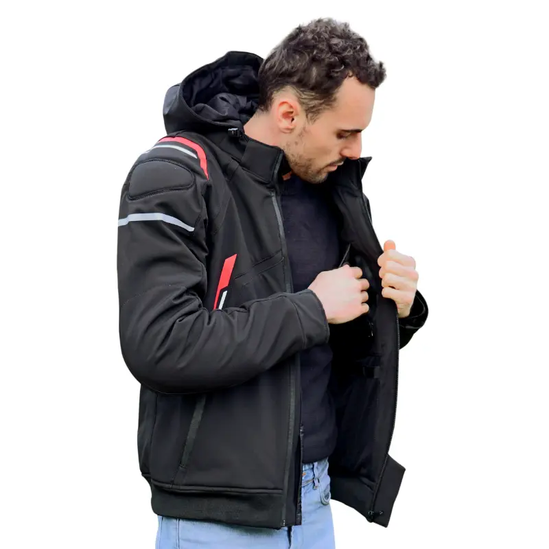 Jacke-Blouson ADX RSX schwarz-rot XS mit abnehmbarer Kapuze und Protektoren — Ansicht 6