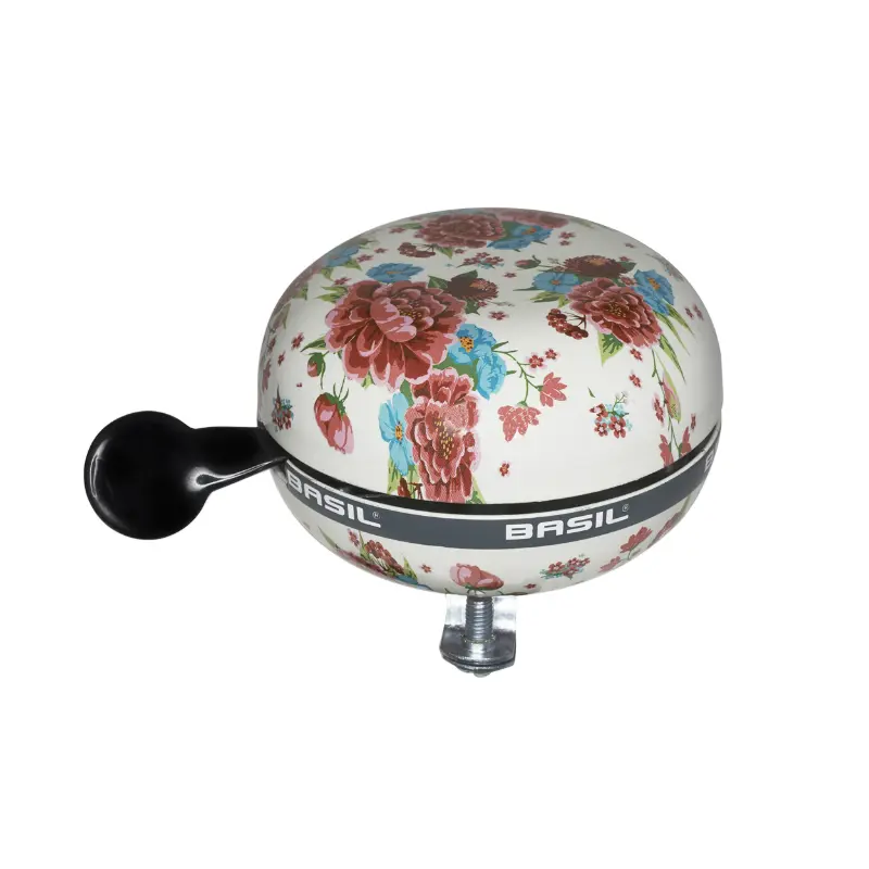 Sonnette timbre Basil Bloom Field blanc 80 mm fixation 22,2-25,4 mm