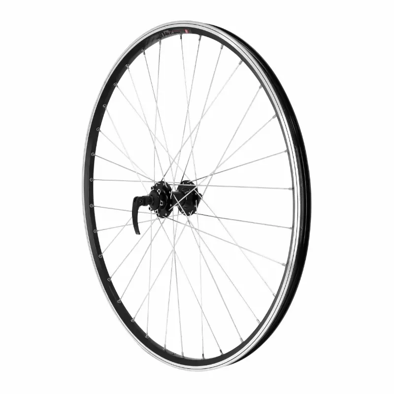 Roue VTC disque avant 700 x 35 - 28" M260 noir moyeu Velox 6 trous jante 19C 32 rayons