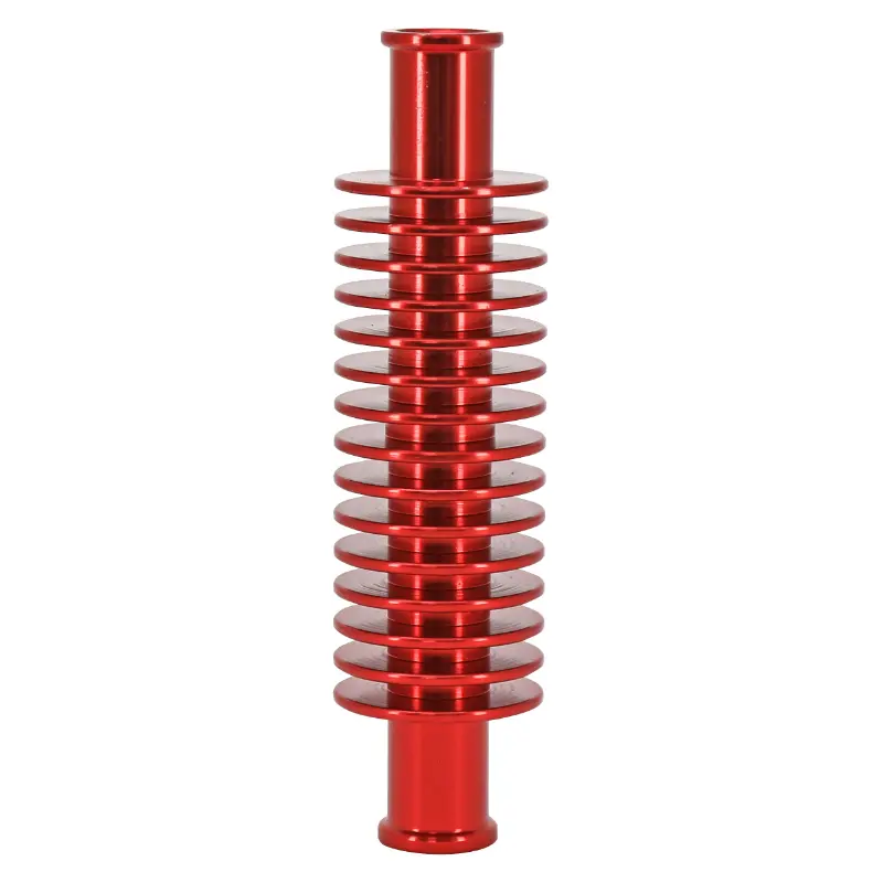 Chladič vody chlazení hadice hliník CNC červený kulatý 133 x 35 mm upevnění 17 mm REPLAY