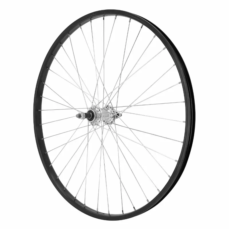 Roue VTT patin 26" M110 arriere noir moyeu argent alu axe plein roue libre 7-6-5V (vendu avec ecrou 10X100) jante 21C