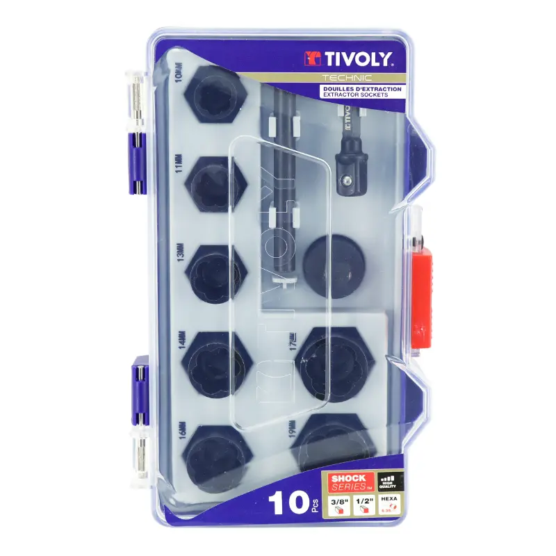 Ausschlagbuchse Tivoly 3-8 Durchmesser 10 bis 19 mm mit Adapter (Kasten 10-teilig)