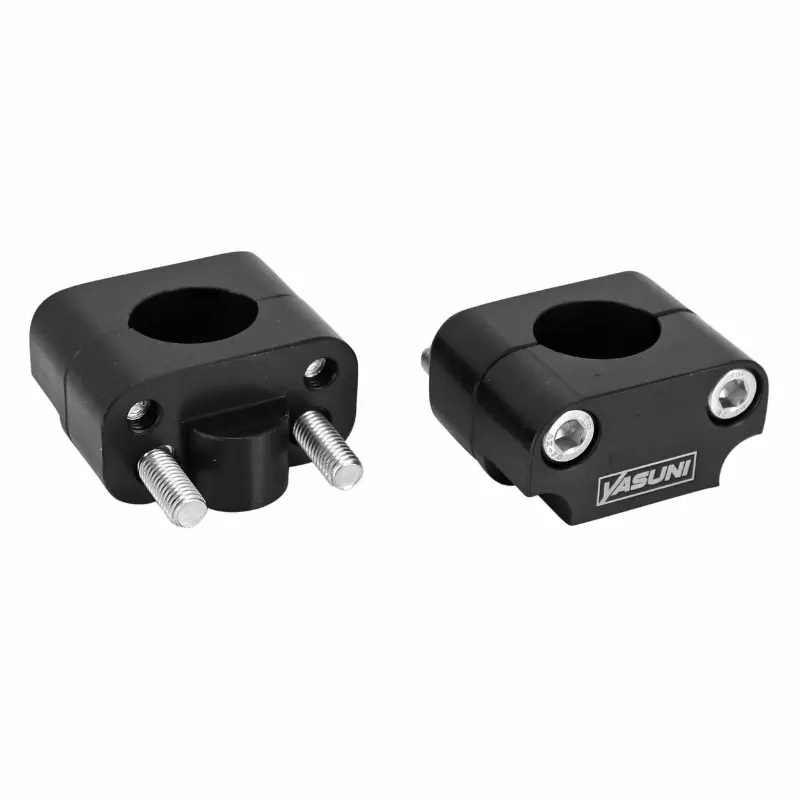 Pontet de guidon universel Yasuni Pro Race alu CNC adaptateur diam 28,6 mm noir entraxe 34,8 à 32,2 mm (paire)