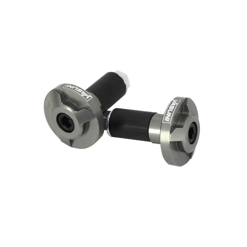 Embout de guidon Yasuni Pro Race aluminium CNC gris diamètre 17 mm pour guidon 22,2 mm (paire)