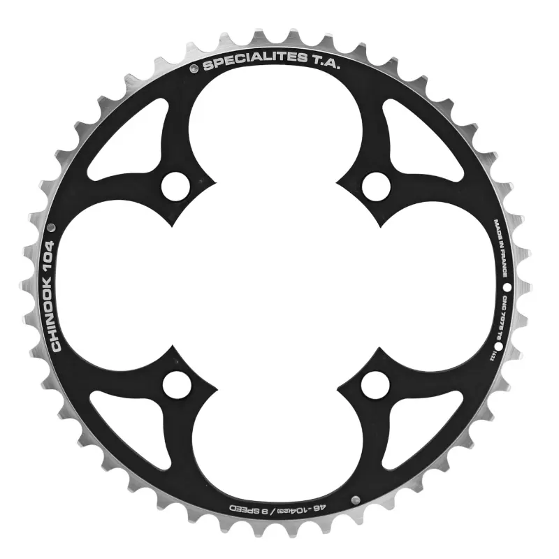 MTB-Kettenblatt 4BRA d.104 ta chinook triple 46DTS außen schwarz alu für Shimano - SRAM - Race Face - FSA 8-9G.