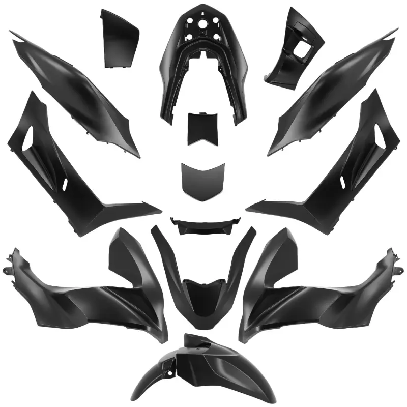 Carrosserie-carénage maxiscooter adaptable Honda 125 PCX 2021-2024 noir mat (kit 14 pièces) P2R