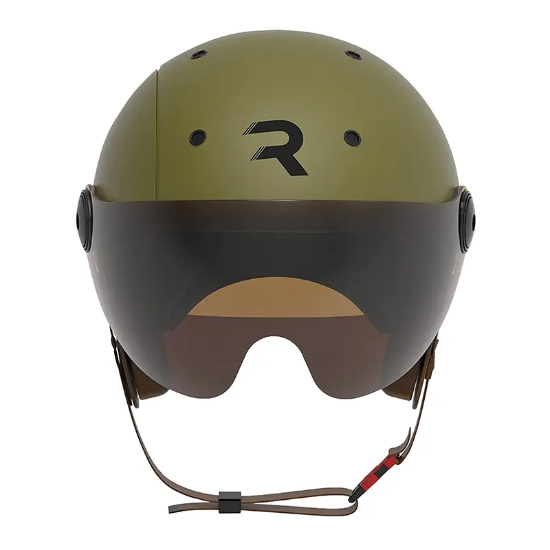 Fahrradhelm Erwachsene REVOE Premium urban-city khaki matt Größe 59-60 verstellbarer Visier Ohrenschutz abnehmbar EN1078+A1 — Ansicht 3