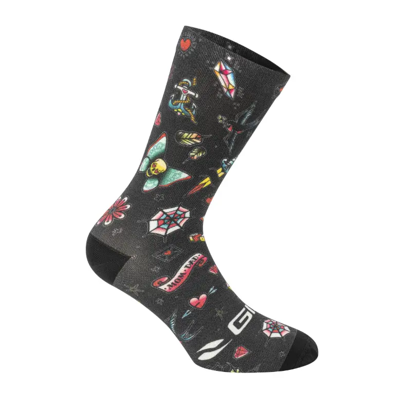 Socken/Stopper Sommer Gist Trendy Tattoo schwarz 38-42 ökologisch Höhe 20 cm (Paar)