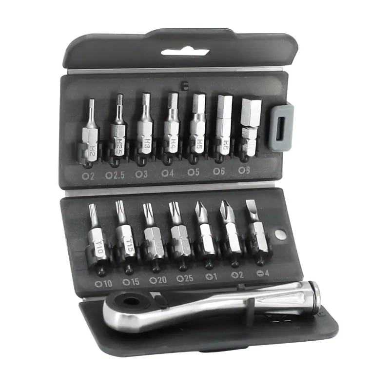 Outil cle allen toolkit cle cliquet acier inox avec embouts CHC 2-2.5-3-4-5-6-8 torx t10-t15-t20-t25 et 3 tournevis (jeu de 14 pieces)