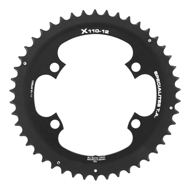 Kettenblatt Straße 4BRA d.110 für Shimano Ultegra R8100-8170 Dura-Ace R9200-9270 105 R7100 TA X110 52DTS außen schwarz 12V. (Den passenden Befestigungssatz nicht vergessen)