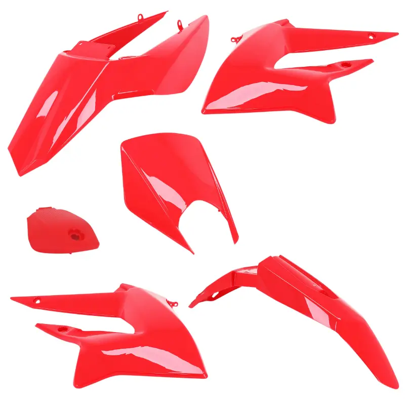 Carrosserie-carenage 50 à boîte adaptable Derbi 50 Senda DRD 2011-2017 rouge brillant kit 6 pièces P2R
