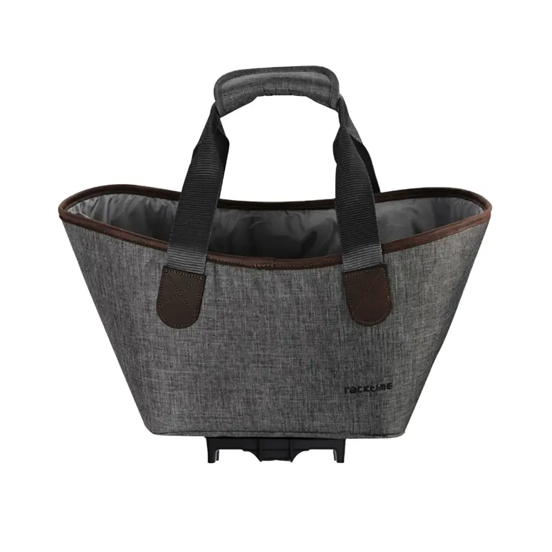 Fahrrad-Korb-Handtasche Racktime Agnetha 2.0 grau Gepäckträgerbefestigung (B 34CM x T 26CM x H 37CM) - kompatibel mit Racktime Snapit 2.0 System (neue Version nach 2021, verbaut bei Scott) — Gepäckträger