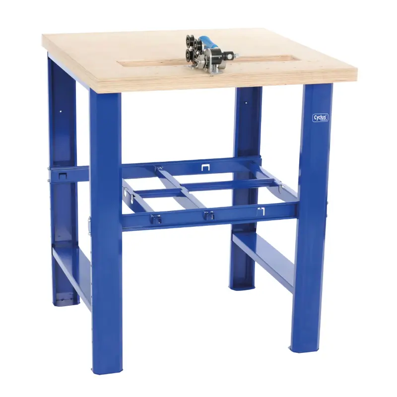 Établi table de travail pour chaîne et dérouleur de chaîne Cyclus Pro bleu