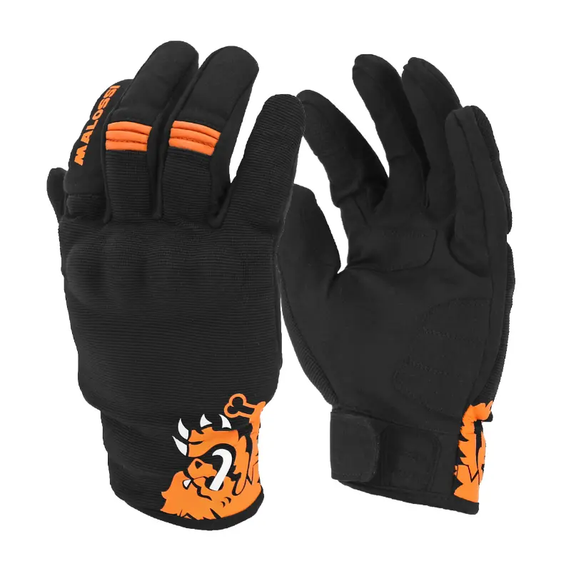 Gants été Malossi noir-orange taille 8 S homologués EN 13594:2015