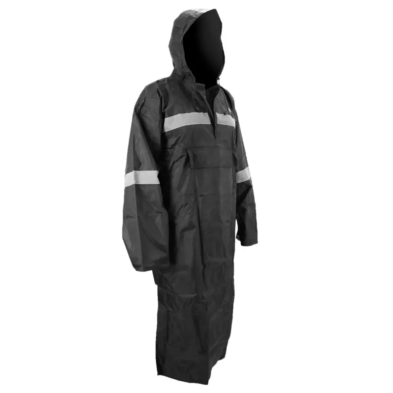 Poncho - Regencape für Erwachsene P2R M-L schwarz wasserdicht mit Kapuze - Größe 1,68 bis 1,78M