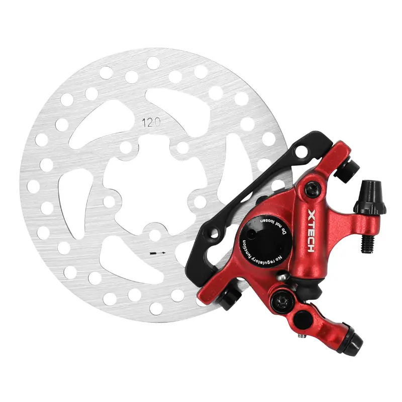 Frein Xtech pour trottinette Xiaomi rouge (étrier, disque et support) 120 mm