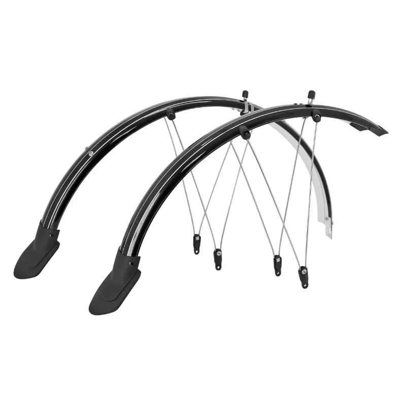 Garde-boue City-VTC tringles 28"-700x35 P2R Trekking plastique noir incassable largeur 60 mm (paire)