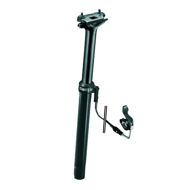 Tige de selle VTT telescopique Switch alu noir diam. 27,2 L390MM (reglage par cable externe 0-125MM) fixation cintre