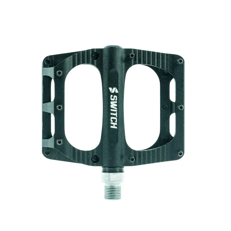 Pédales VTT plateforme descente Switch freeride aluminium CNC noir filetage 9-16 avec picots 100x90 mm (paire)