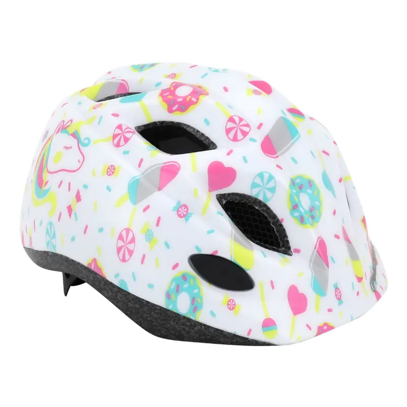 Kinderfahrradhelm Polisport Lollipops Weiß-Rosa Größe 48-52 cm mit Drehknopf — Ansicht 3