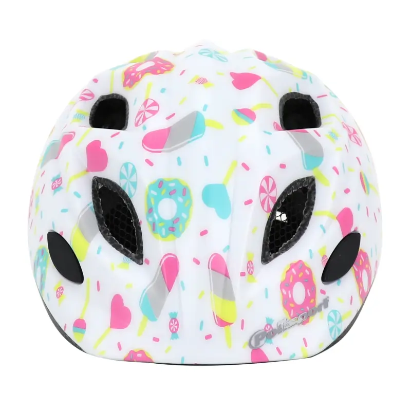 Kinderfahrradhelm Polisport Lollipops Weiß-Rosa Größe 48-52 cm mit Drehknopf — Ansicht 4