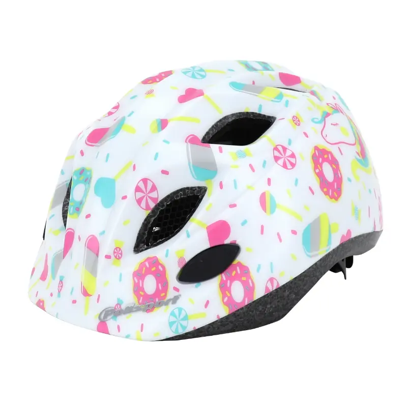 Kinderfahrradhelm Polisport Lollipops Weiß-Rosa Größe 48-52 cm mit Drehknopf — Ansicht 5