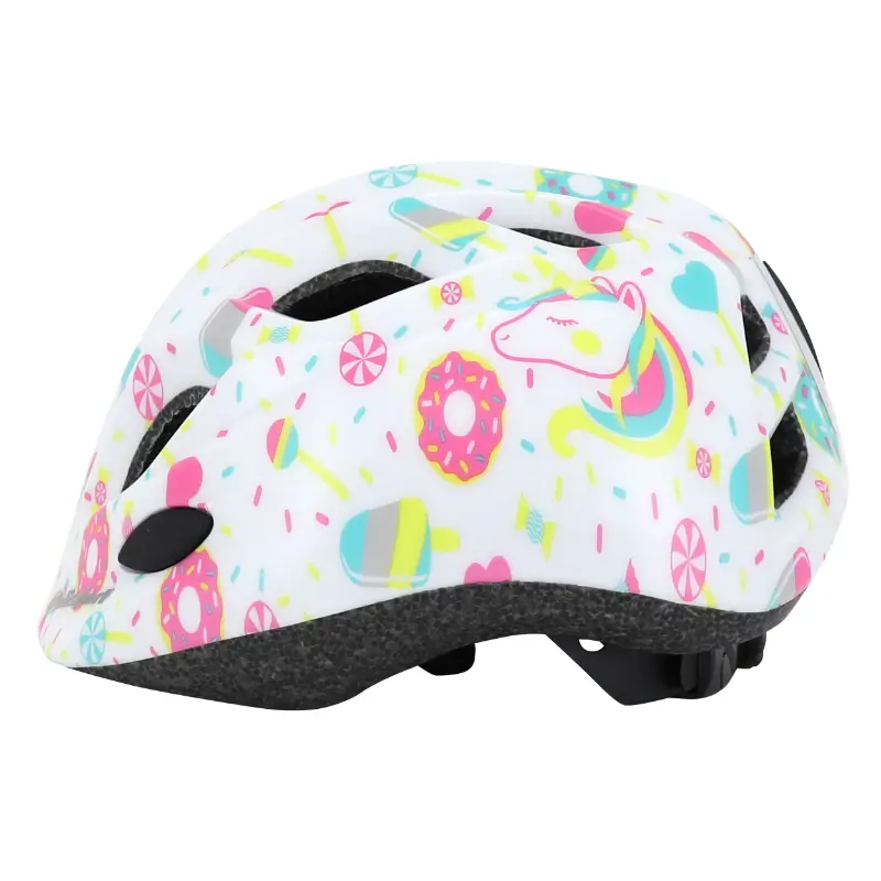 Kinderfahrradhelm Polisport Lollipops Weiß-Rosa Größe 48-52 cm mit Drehknopf — Ansicht 6