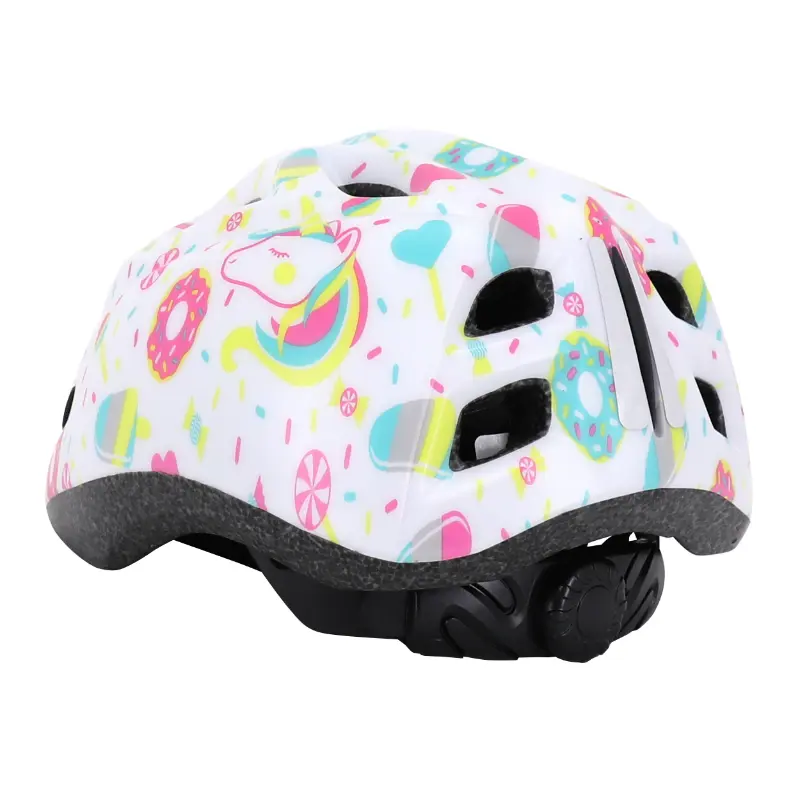 Kinderfahrradhelm Polisport Lollipops Weiß-Rosa Größe 48-52 cm mit Drehknopf — Ansicht 7