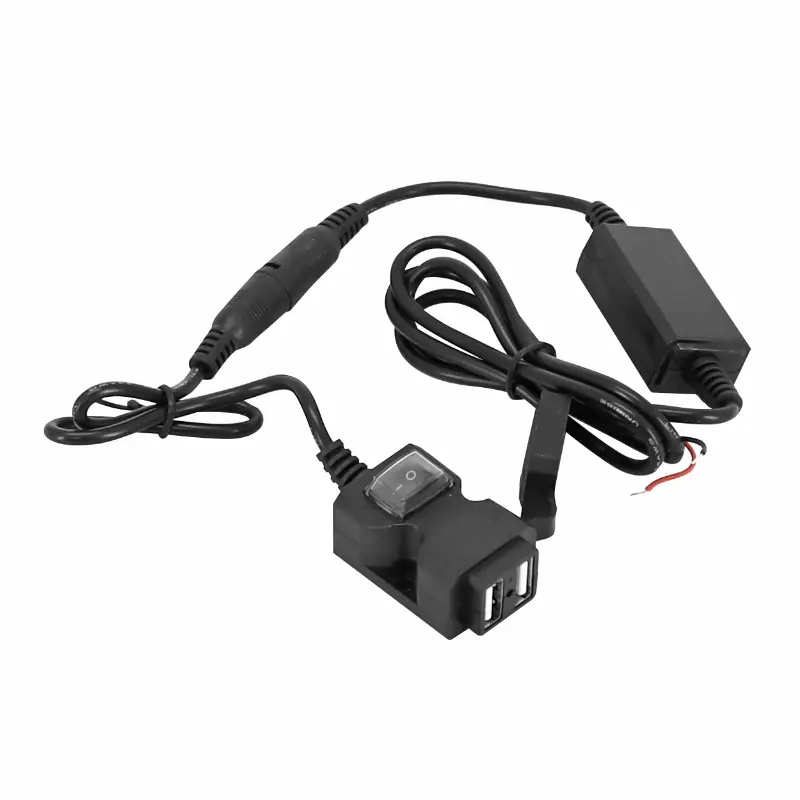 USB-Ladegerät AVOC mit Schalter und Lenker/Rückspiegelbefestigung (5V 2,1A - 5V 1A)