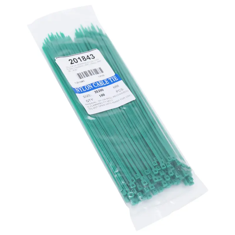 Collier de serrage nylon type rilsan 2,5x200 mm vert P2R (lot de 100)