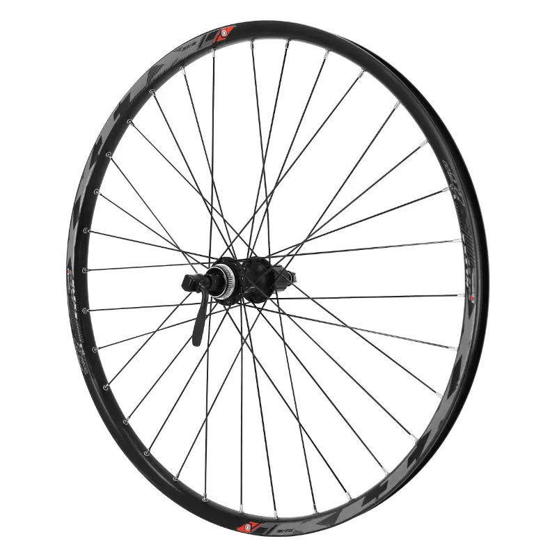 Roue VTT arrière 26" Velox disque blocage tubeless ready moyeu Shimano Acera QC400 cassette 11-10-9V jante 23C 32 rayons noir