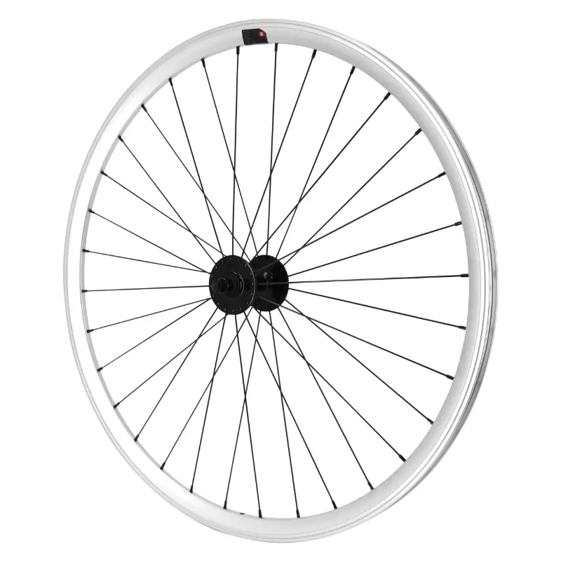 Roue route fixie patin P2R argent avant avec écrous jante 17C profil 28 mm