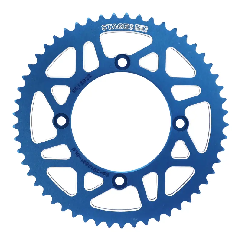 Couronne 50 à boîte adaptable Beta 50 RR Enduro 2006-2018, 50 RR Motard 2005-2018 420 53 DTS alu CNC bleu (diam 100-120-8.5)