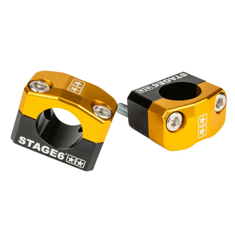 Universeller Lenkerbrücke Stage 6 Alu CNC Adapter Durchmesser 28,6 MM schwarz-gelb (Paar)