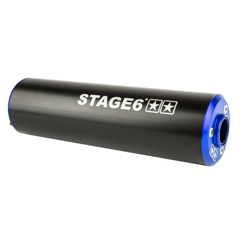 Silencieux Stage 6 alu diam 60 MM noir-bleu passage gauche
