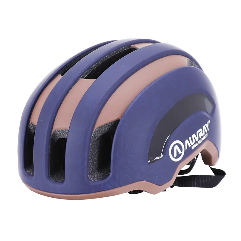 Fahrradhelm Erwachsene Auvray urban safe marineblau-braun doppelt in-mold mit integrierter USB-Beleuchtung Größe 56-59 — Ansicht 3