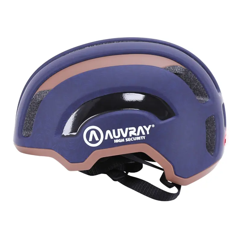 Fahrradhelm Erwachsene Auvray urban safe marineblau-braun doppelt in-mold mit integrierter USB-Beleuchtung Größe 56-59 — Ansicht 4