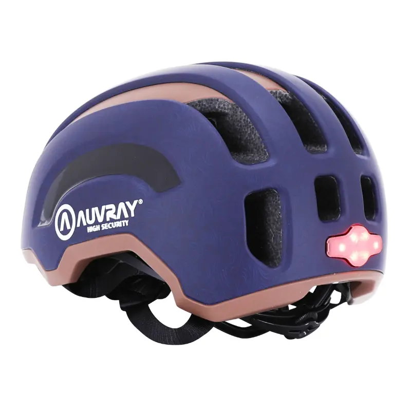 Fahrradhelm Erwachsene Auvray urban safe marineblau-braun doppelt in-mold mit integrierter USB-Beleuchtung Größe 56-59 — Ansicht 5