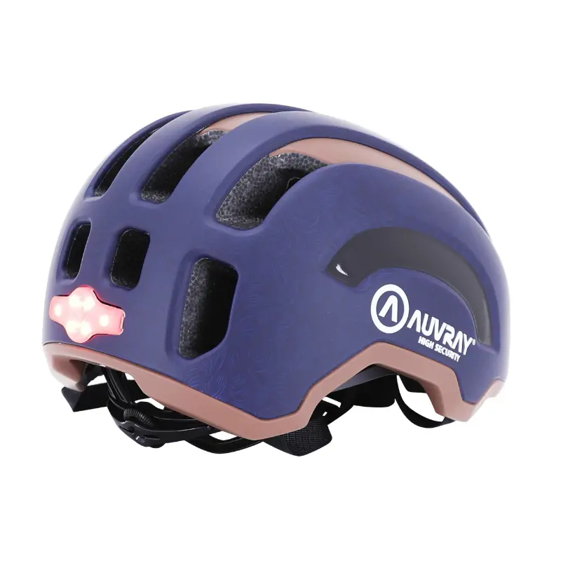 Fahrradhelm Erwachsene Auvray urban safe marineblau-braun doppelt in-mold mit integrierter USB-Beleuchtung Größe 56-59 — Ansicht 7