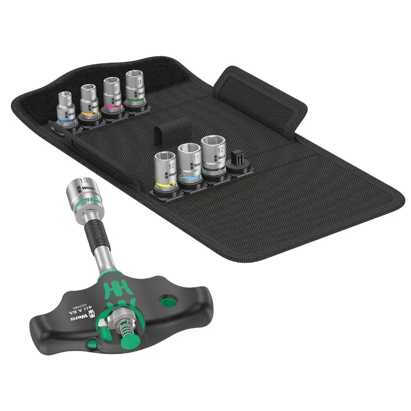 Knarre T-Griff Wera 400 Kompakt 1-4 mit Nuss schwarz-grün Set 9-teilig